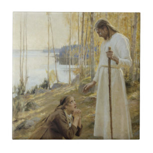 Albert Edelfelt - Christus und Maria Magdalene Fliese
