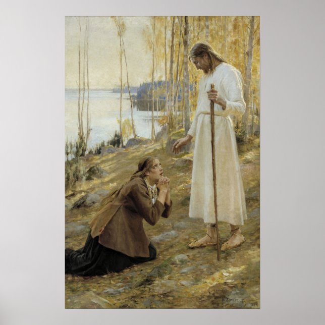 Albert Edelfelt - Christus und Maria Magdalene Poster (Vorne)