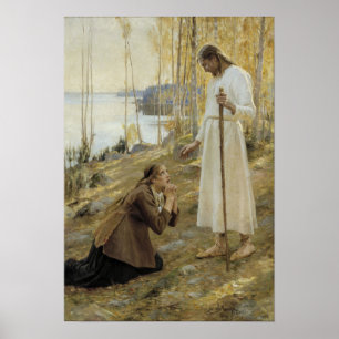 Albert Edelfelt - Christus und Maria Magdalene Poster