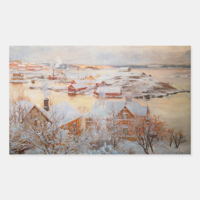 Albert Edelfelt - Dezembertag Rechteckiger Aufkleber (Vorderseite)