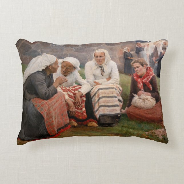 Albert Edelfelt - Frauen außerhalb der Kirche Dekokissen (Vorderseite)