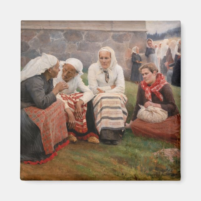 Albert Edelfelt - Frauen außerhalb der Kirche Magnet (Vorne)