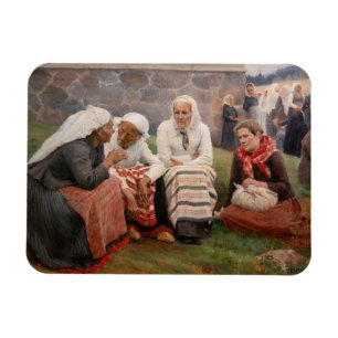 Albert Edelfelt - Frauen außerhalb der Kirche Magnet