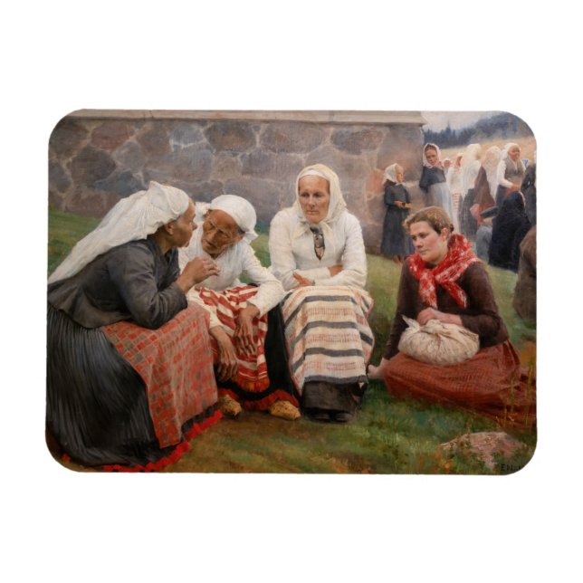 Albert Edelfelt - Frauen außerhalb der Kirche Magnet (Horizontal)