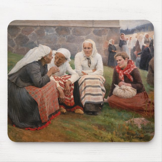 Albert Edelfelt - Frauen außerhalb der Kirche Mousepad (Vorne)