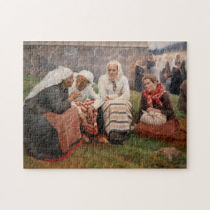 Albert Edelfelt - Frauen außerhalb der Kirche Puzzle