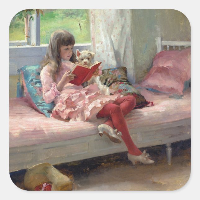 Albert Edelfelt - Gute Freunde Quadratischer Aufkleber (Vorderseite)