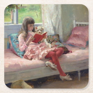 Albert Edelfelt - Gute Freunde Rechteckiger Pappuntersetzer