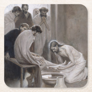 Albert Edelfelt - Jesus wäscht die Füße der Jünger Rechteckiger Pappuntersetzer