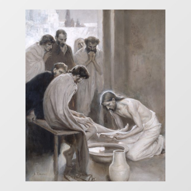 Albert Edelfelt - Jesus Washing Feet of Disciples Fensteraufkleber (Blatt)