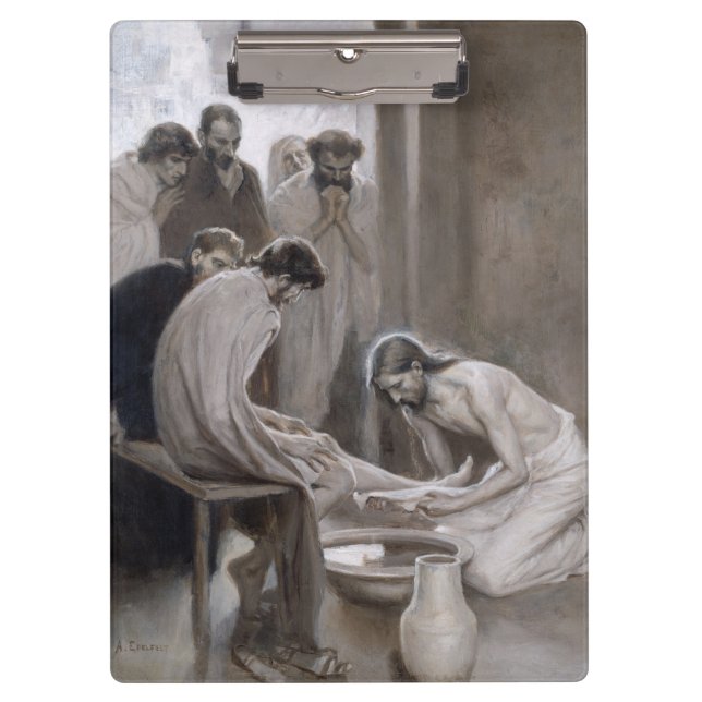 Albert Edelfelt - Jesus Washing Feet of Disciples Klemmbrett (Vorderseite)