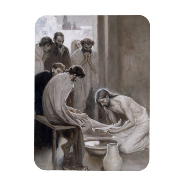 Albert Edelfelt - Jesus Washing Feet of Disciples Magnet (Vertikal)