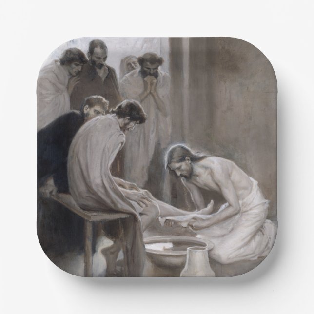 Albert Edelfelt - Jesus Washing Feet of Disciples Pappteller (Vorderseite)
