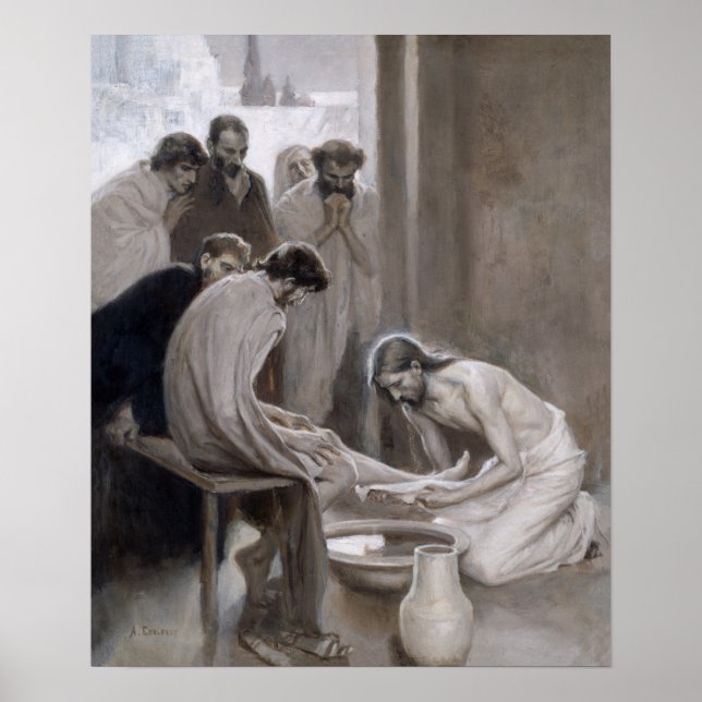 Albert Edelfelt - Jesus Washing Feet of Disciples Poster (Vorne)