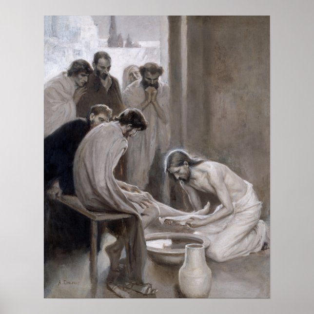Albert Edelfelt - Jesus Washing Feet of Disciples Poster (Vorne)