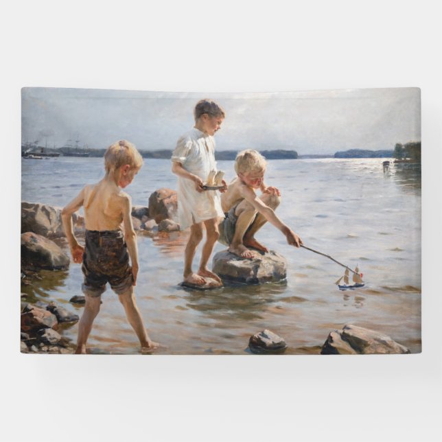 Albert Edelfelt - Jungs, die an der Küste spielen Banner (Horizontal)