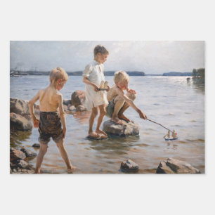 Albert Edelfelt - Jungs, die an der Küste spielen Geschenkpapier Set