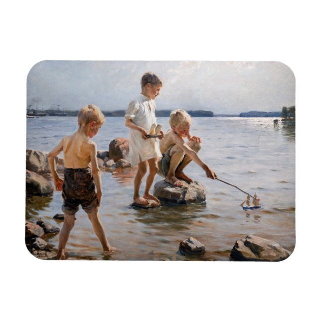 Albert Edelfelt - Jungs, die an der Küste spielen Magnet (Horizontal)
