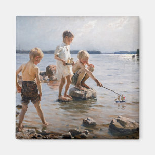 Albert Edelfelt - Jungs, die an der Küste spielen Magnet