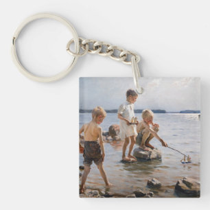 Albert Edelfelt - Jungs, die an der Küste spielen Schlüsselanhänger