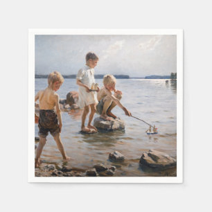 Albert Edelfelt - Jungs, die an der Küste spielen Serviette
