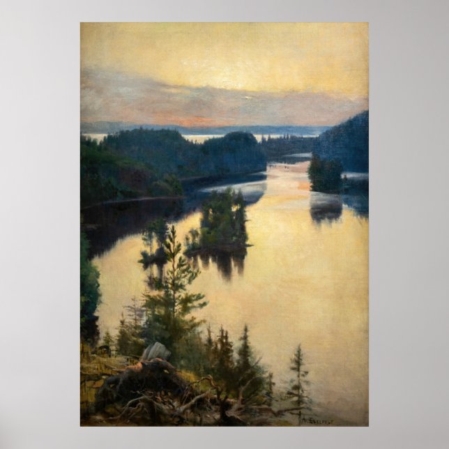 Albert Edelfelt - Kaukola Ridge at Sunset Poster (Vorne)