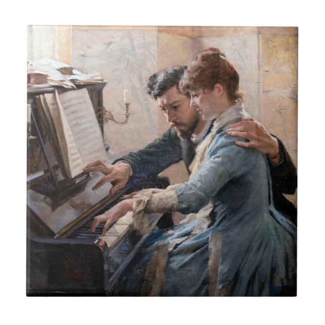 Albert Edelfelt - Klavier spielen Fliese (Vorderseite)