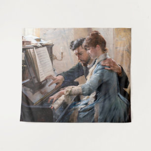 Albert Edelfelt - Klavier spielen Wandteppich
