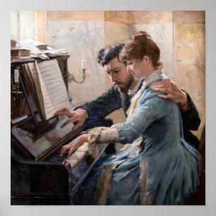 Albert Edelfelt - Klavierspielen Poster