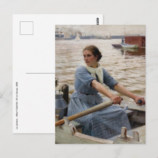 Albert Edelfelt - La Laitiere Postkarte (Vorne/Hinten)
