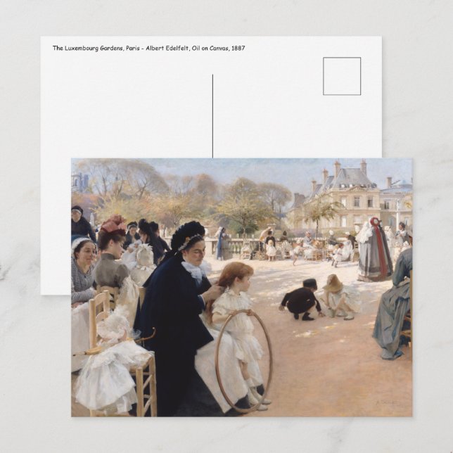 Albert Edelfelt - Luxembourg Gardens, Paris Postkarte (Vorne/Hinten)