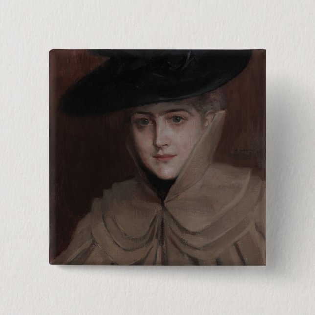 Albert Edelfelt - Portrait einer jungen Frau Button (Vorderseite)