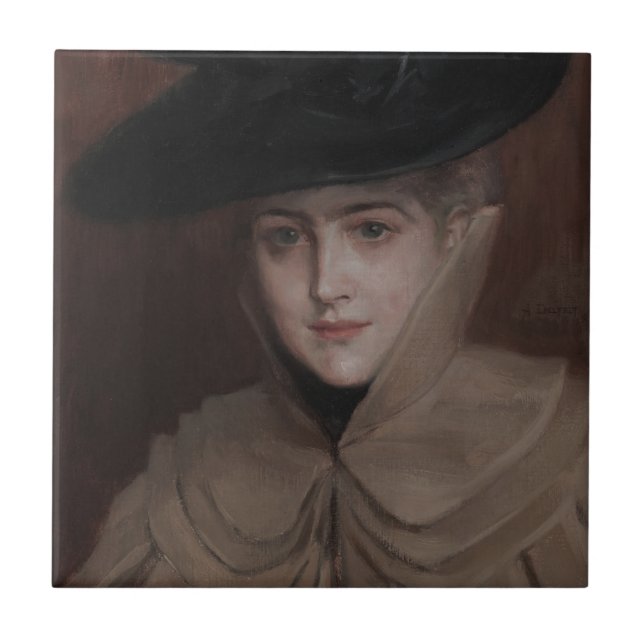 Albert Edelfelt - Portrait einer jungen Frau Fliese (Vorderseite)