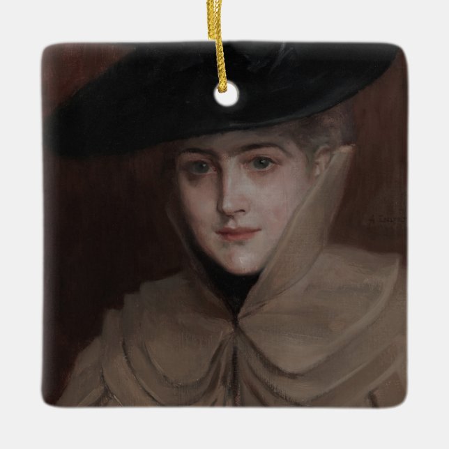 Albert Edelfelt - Portrait einer jungen Frau Keramikornament (Vorderseite)