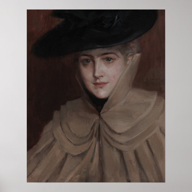 Albert Edelfelt - Portrait einer jungen Frau Poster (Vorne)