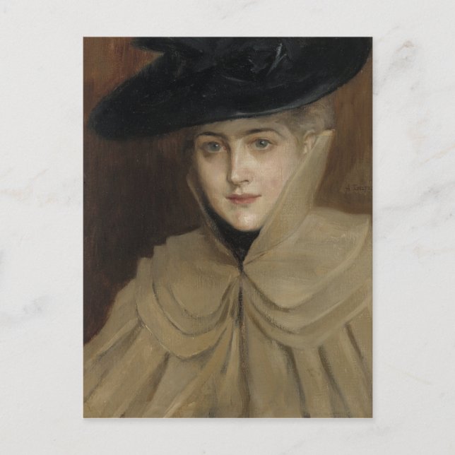 Albert Edelfelt The Black Hat CC0269 Postcard Postkarte (Vorderseite)