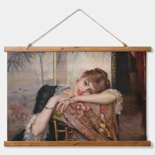 Albert Edelfelt - The Parisienne / Virginie Wandteppich Mit Holzrahmen