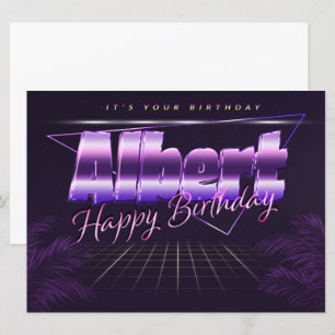Albert Name Vorname lila retro Karte Geburtstag