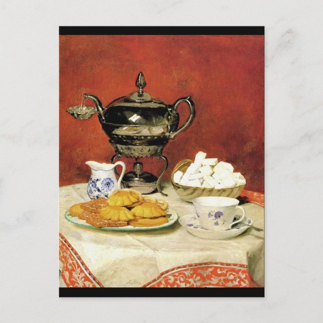 Albert Samuel Anker ~ Tea Time Postkarte (Vorderseite)