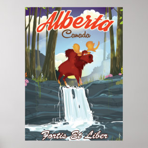 Alberta Canada Cartoon Reiseplakat Poster