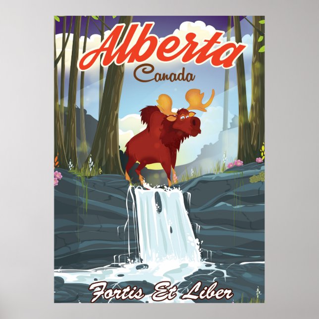 Alberta Canada Cartoon Reiseplakat Poster (Vorne)