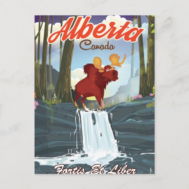 Alberta Canada Cartoon Reiseplakat Postkarte (Vorderseite)