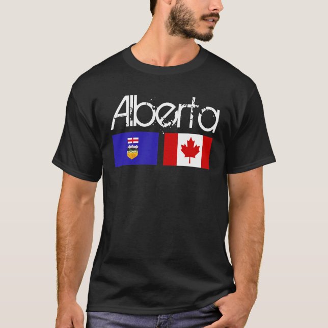 Alberta-Flaggen-Shirt-Dunkelheit T-Shirt (Vorderseite)