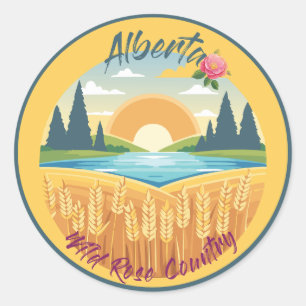 Alberta: Land der wilden Rose Runder Aufkleber