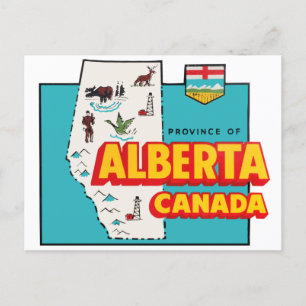 Alberta Map Vintage Travel Postkarte