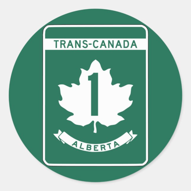 Alberta, Trans-Canada Highway Sign Runder Aufkleber (Vorderseite)