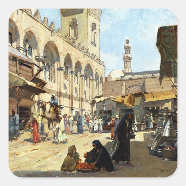 Alberto Rossi Arabian Markt in Kaloun Quadratischer Aufkleber (Vorderseite)