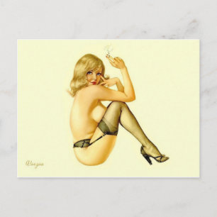 Alberto Vargas rauchende Blondine Vintage Pin-up Postkarte