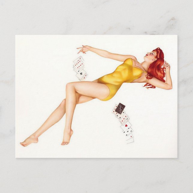 Alberto Vargas Vintages Button hoch Postkarte (Vorderseite)