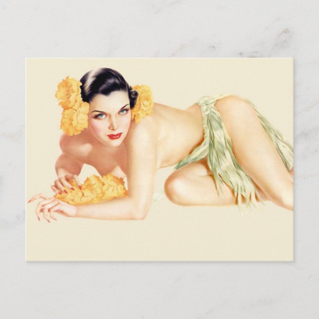 Alberto Vargas Vintages Button hoch Postkarte (Vorderseite)